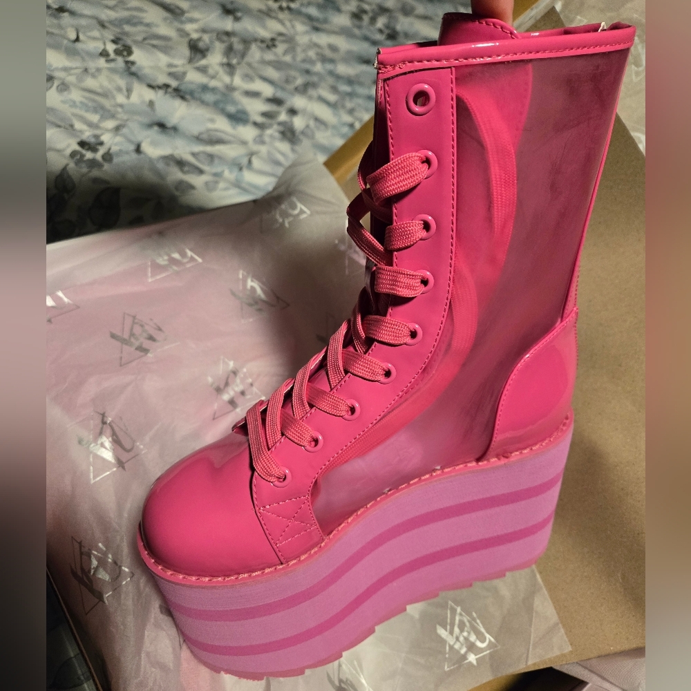 YRU Elevation Ultra Pink Platform Boots NEW - Picture 4 of 8